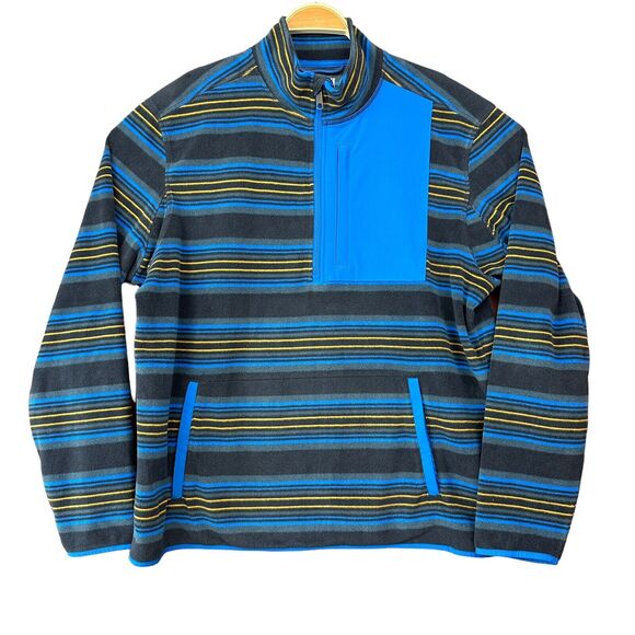 Duluth Trading Sweater Men's Large Blue Aztec Fleece 1/4 Zip Mock Neck Pullover - Picture 2 of 4